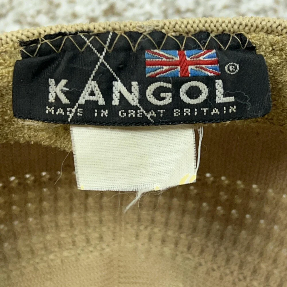 Vintage‎ KANGOL Hat Flat Cap Flex Mens Khaki Ventair 504 Tropical England 90s